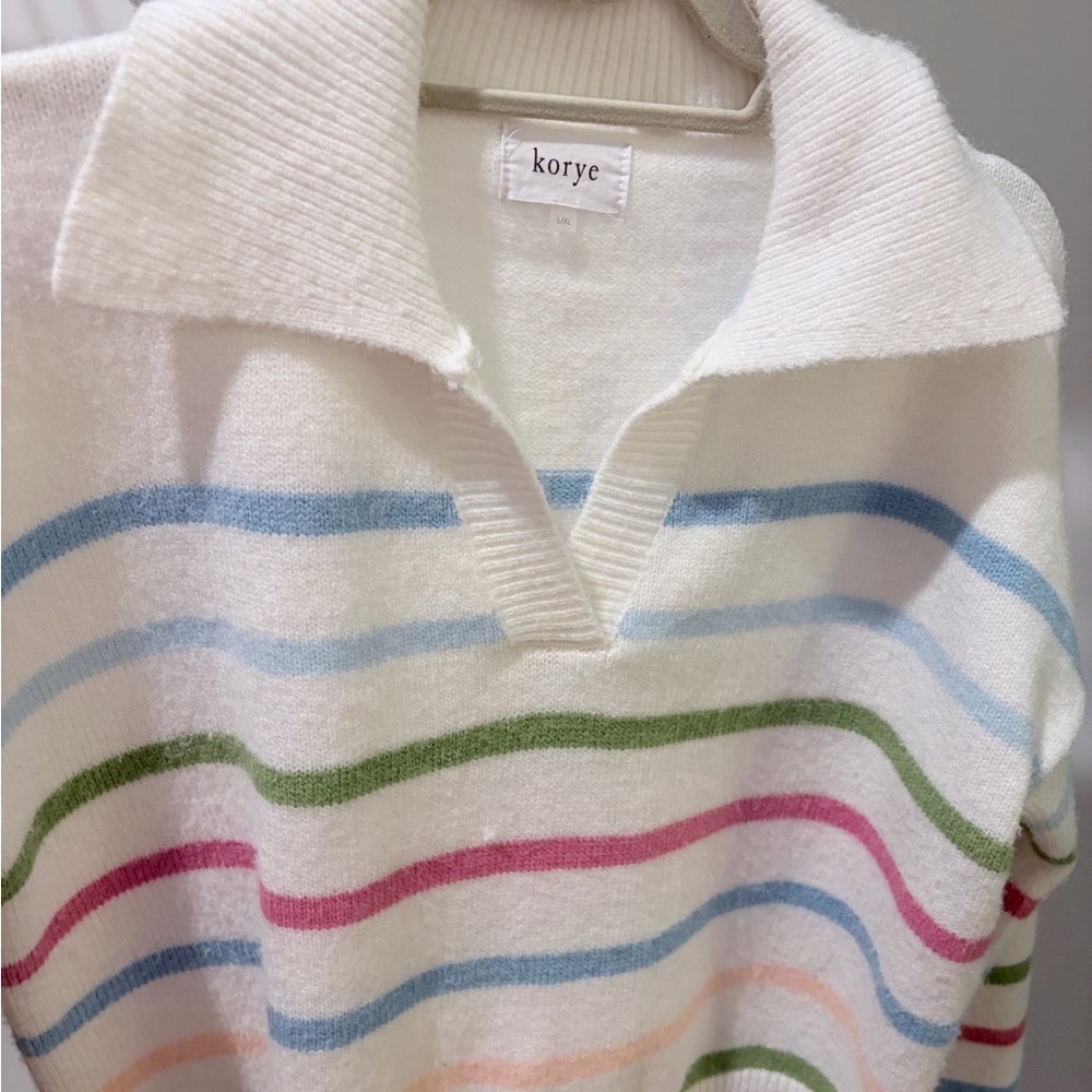 Women's Striped Sweater - White with Multicolor Stripes